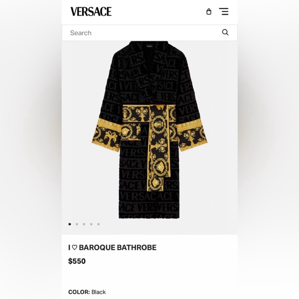Versace Black & Gold Baroque Logo Bathrobe.(BRAND NEW)